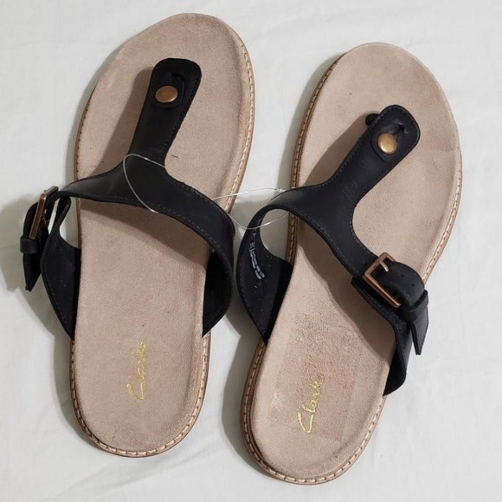 Clarks Black Leather Sandal Size 7